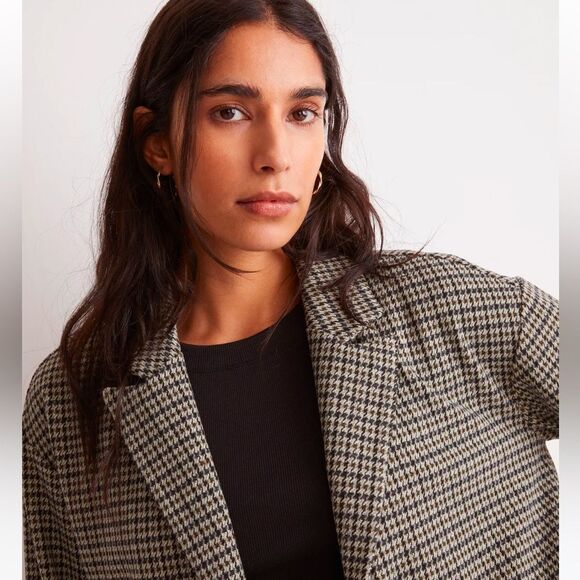 Madewell Oversized Knit Blazer Houndstooth. NWT. Size L. - Picture 3 of 13